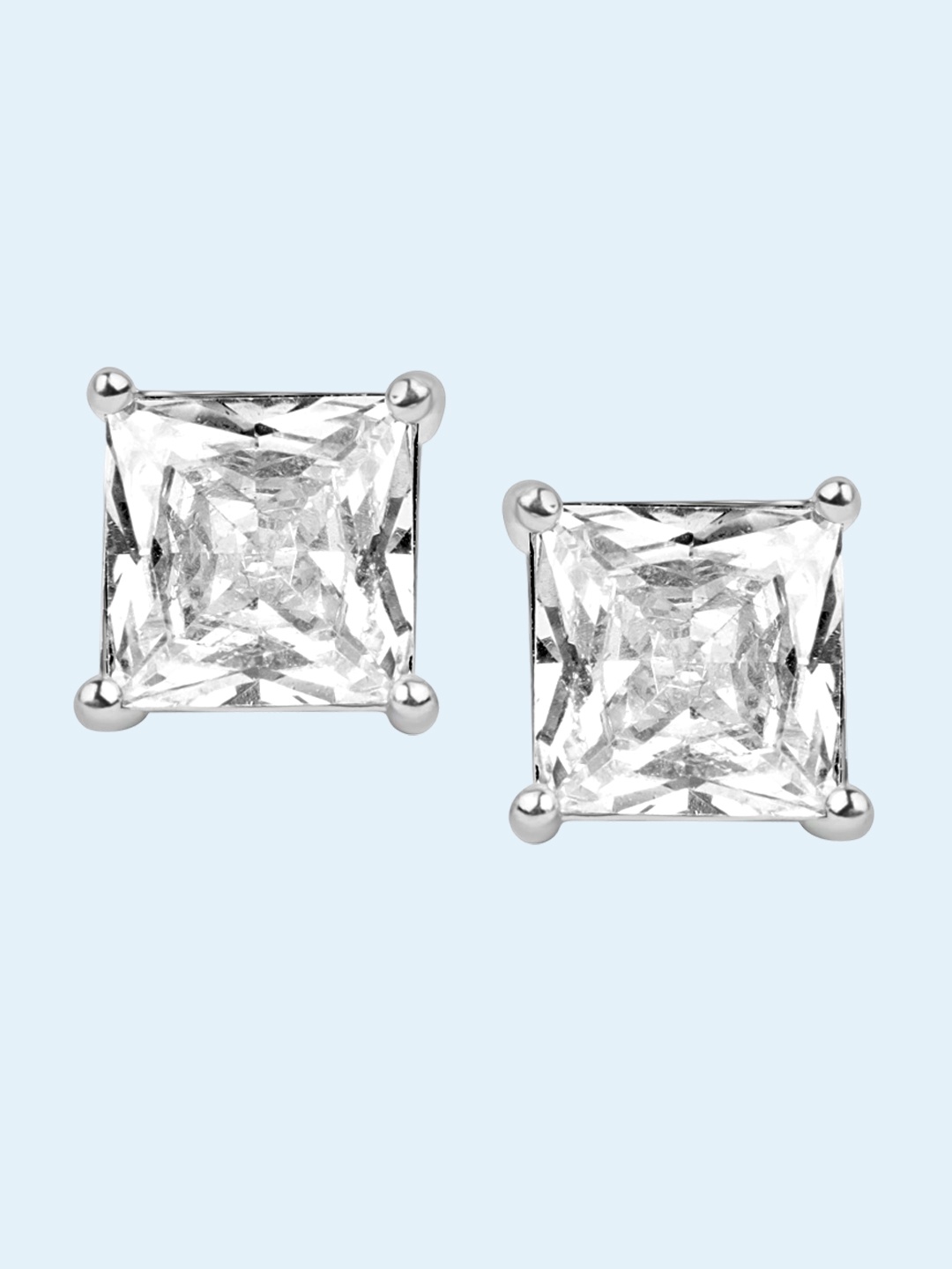 

925 SILLER 925 Pure Silver Square Shape Studs