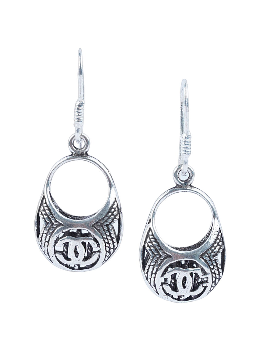 

925 SILLER Rhodium-Plated Pure Silver Contemporary Drop Earrings