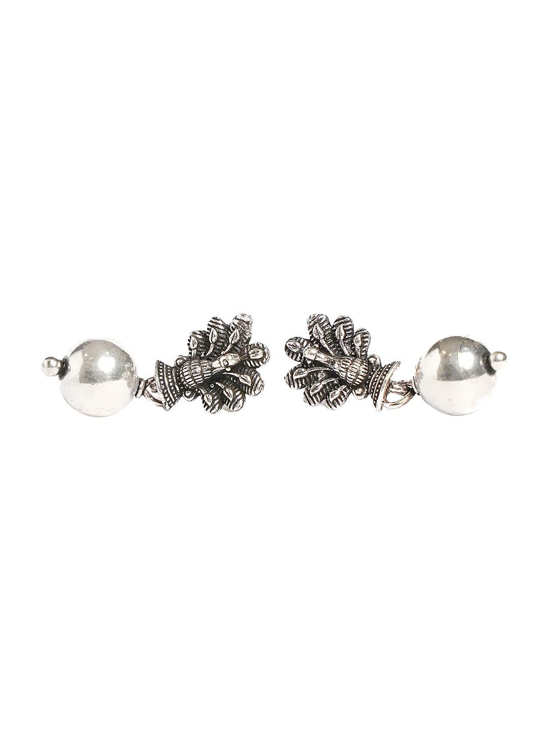 

925 SILLER 925 Pure Antique Silver Traditional Small Floral Studs