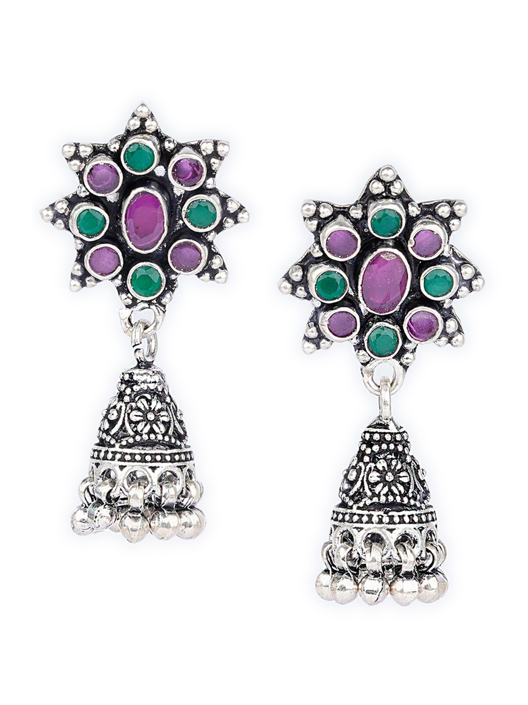 

925 SILLER Rhodium Plated Sterling Silver Jhumkas