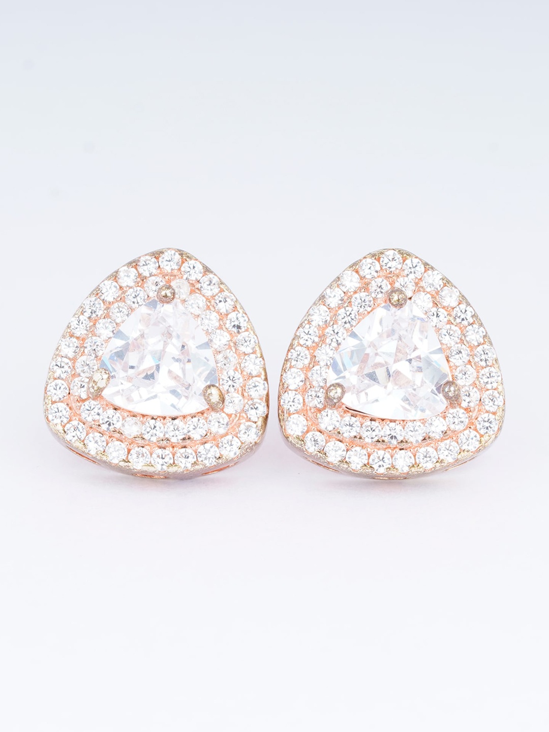 

925 SILLER Rose Gold-Plated Pure Silver Contemporary Studs Earrings