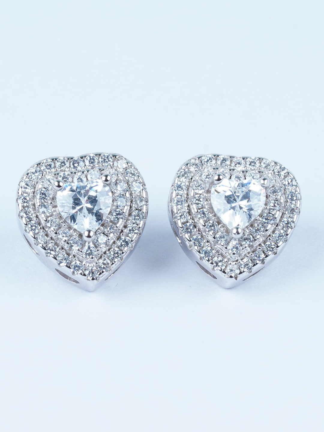

925 SILLER Rhodium-Plated 925 Pure Silver Zircon Stud Earrings