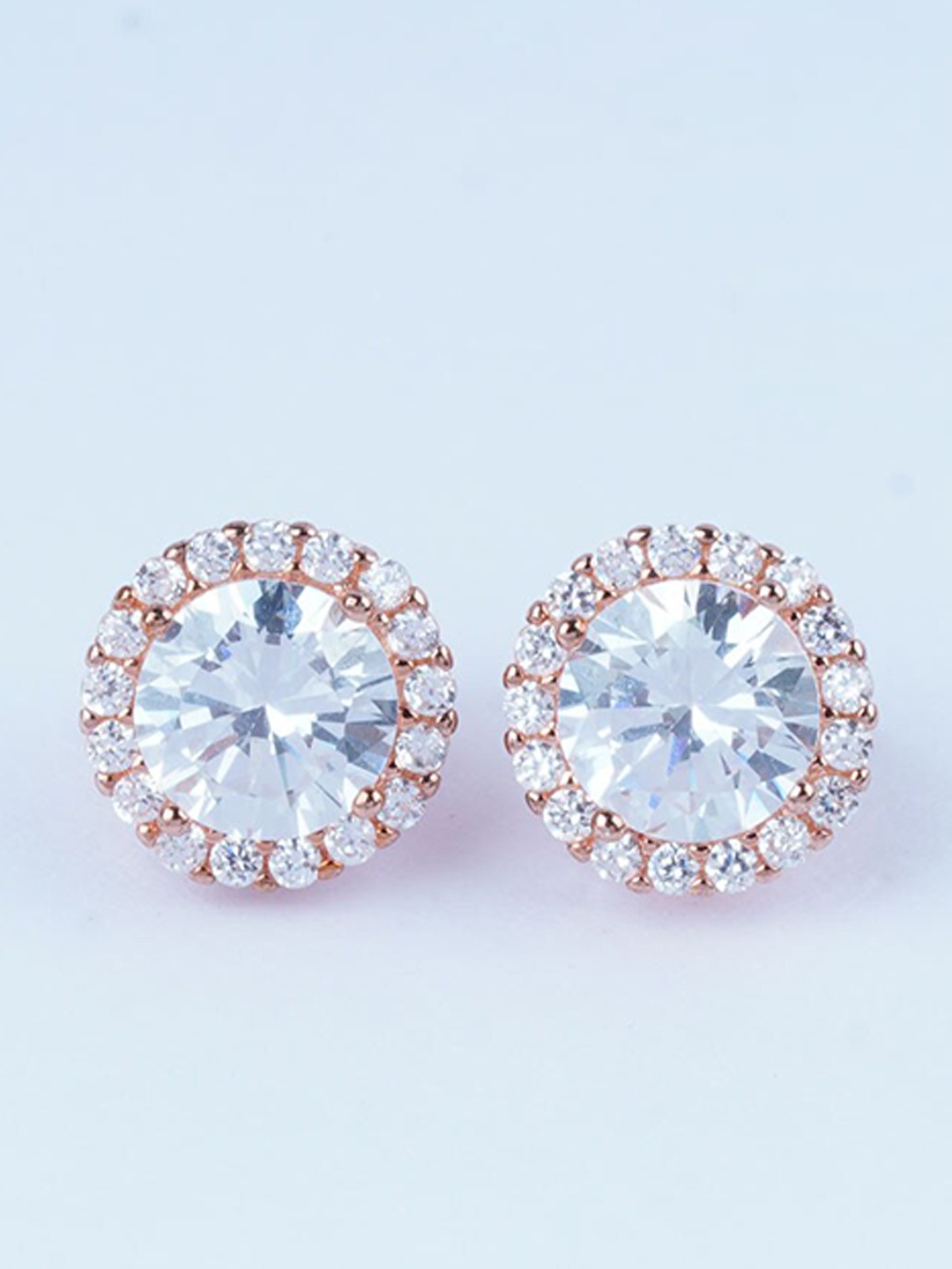

925 SILLER 925 Pure Silver Rhodium-Plated Contemporary Studs Earrings, Rose gold