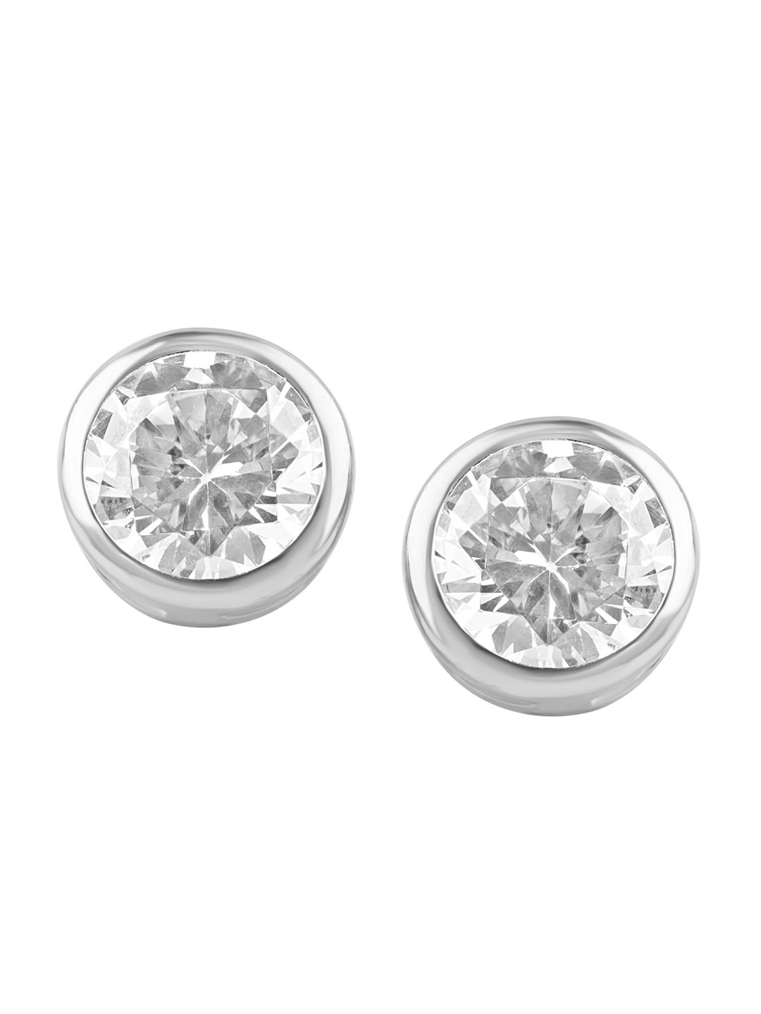 

925 SILLER 925 Sterling Silver Round Shape Halo Studs