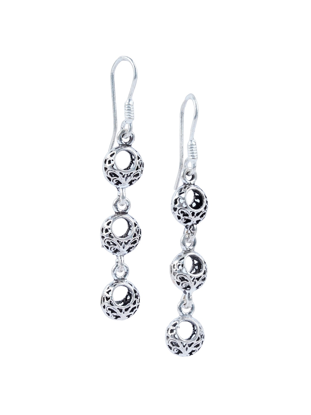 

925 SILLER 925 Pure Silver Rhodium-Plated Contemporary Drop Earrings