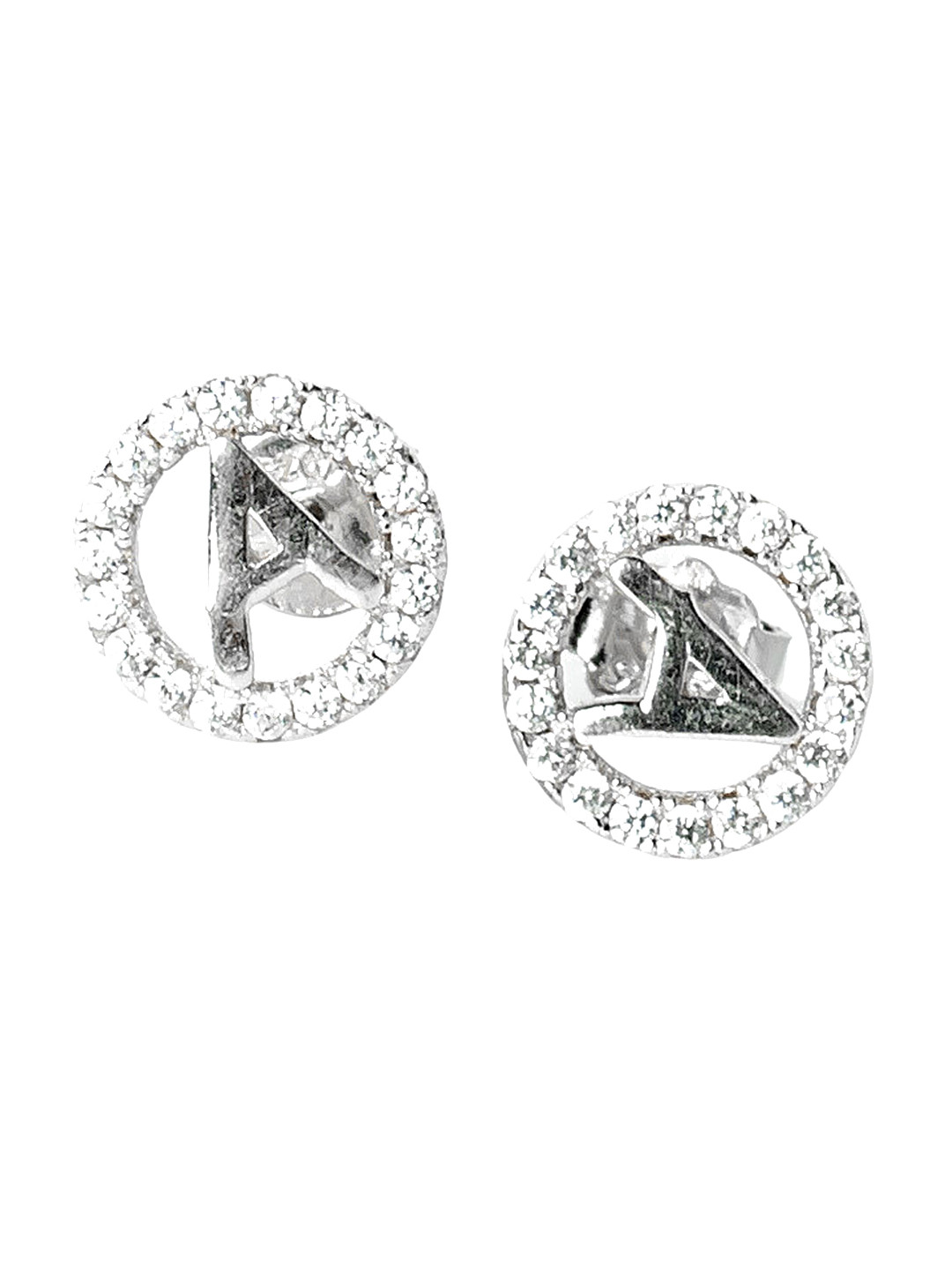 

925 SILLER 925 Pure Silver A Shape Circle Triangle Stud Earring