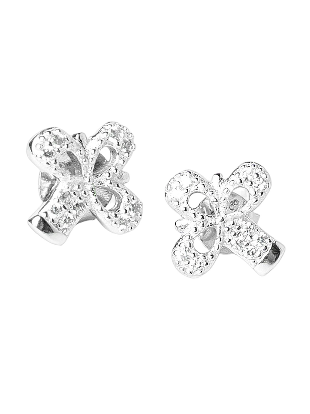 

925 SILLER Pure Silver Rhodium-Plated Contemporary Studs Earrings