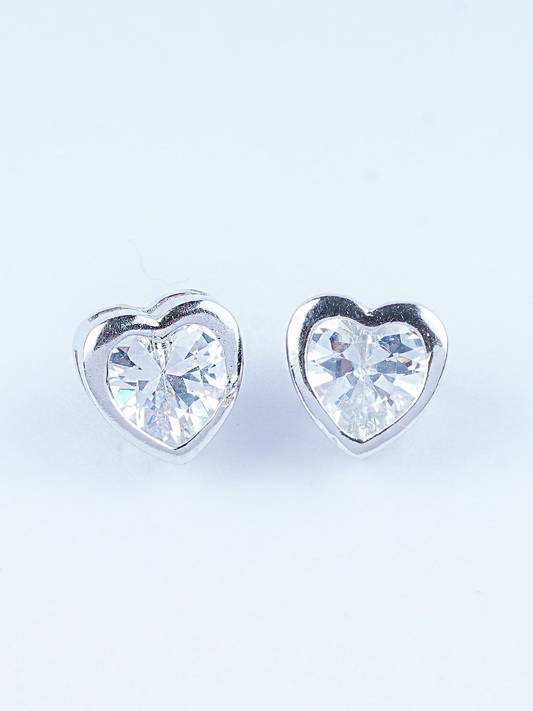 

925 SILLER 925 Pure Silver Heart Shape Classy Studs