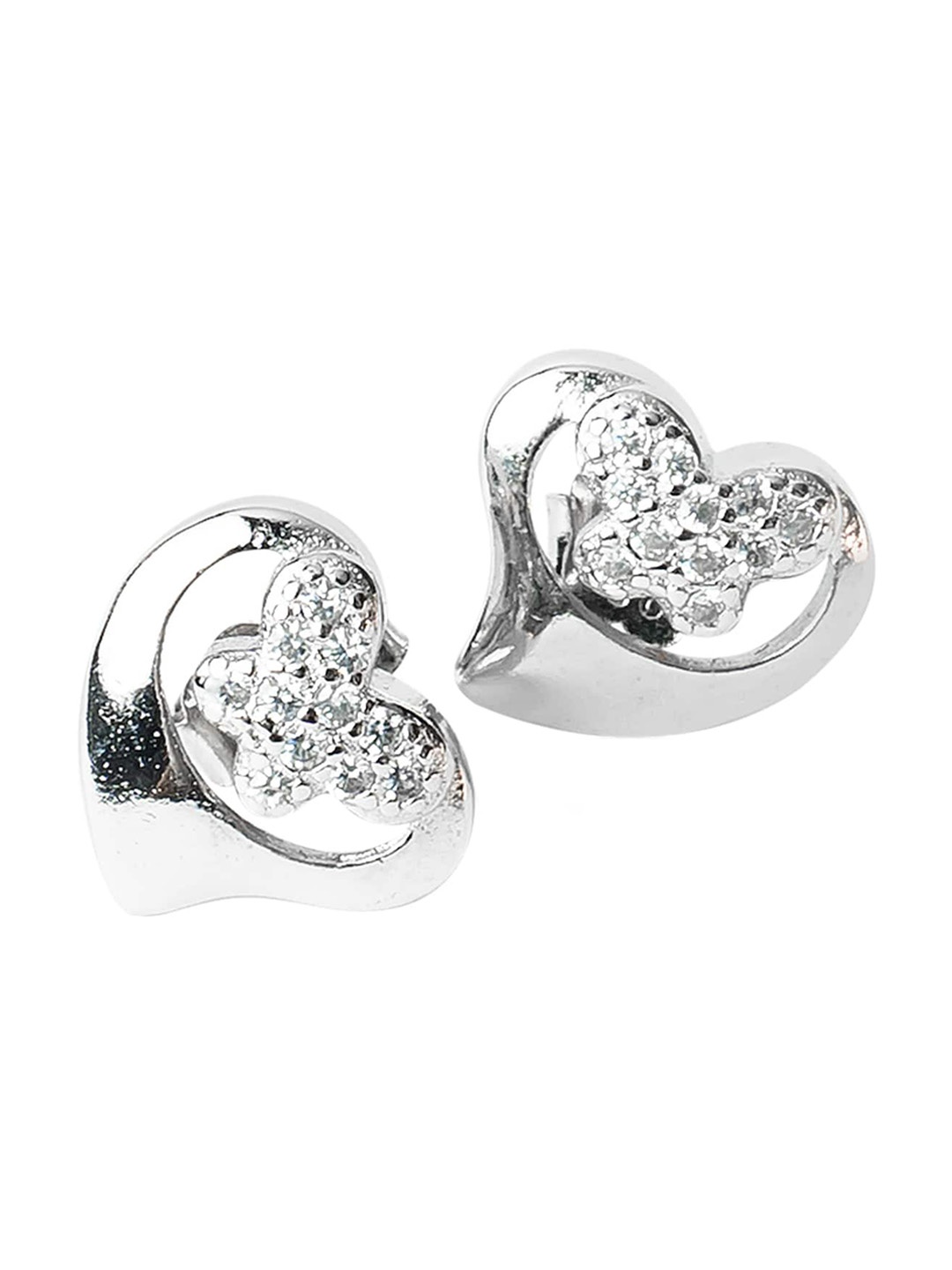 

925 SILLER Pure Silver Rhodium-Plated Contemporary Studs Earrings