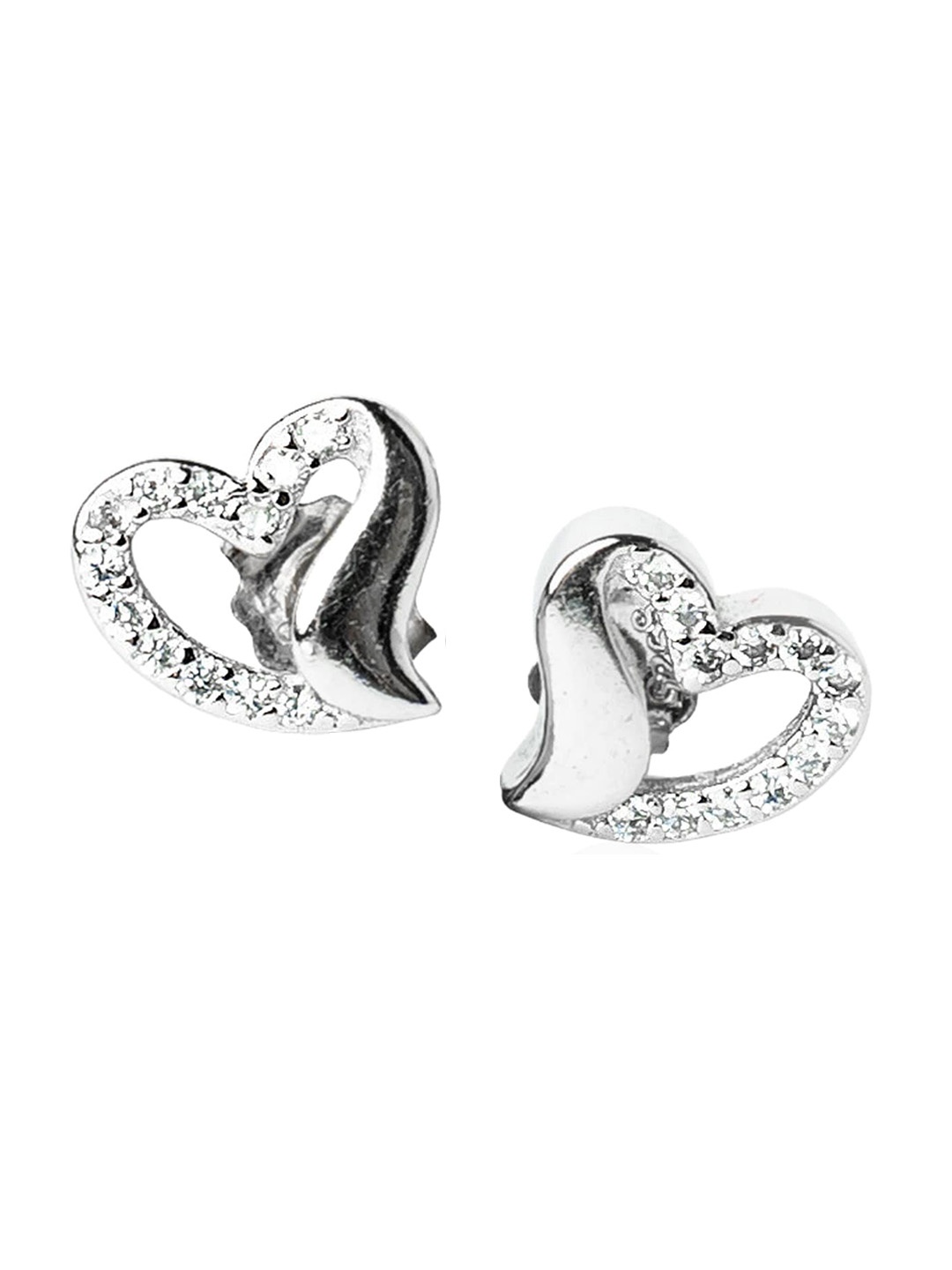 

925 SILLER 925 Pure Silver Heart Shape Studs