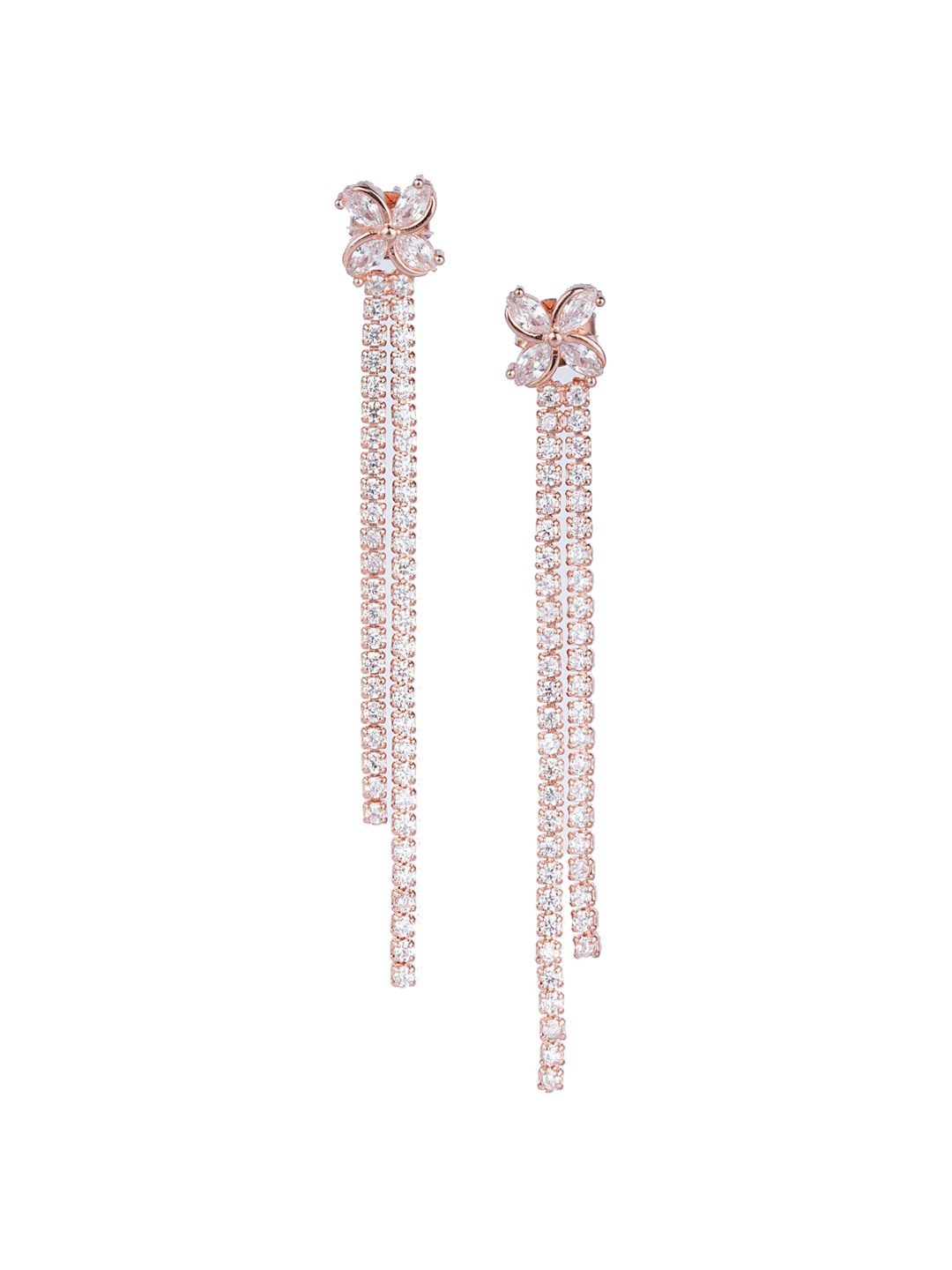 

925 SILLER 925 Pure Silver Rose Gold Gold Threader Drop Dangers Earrings