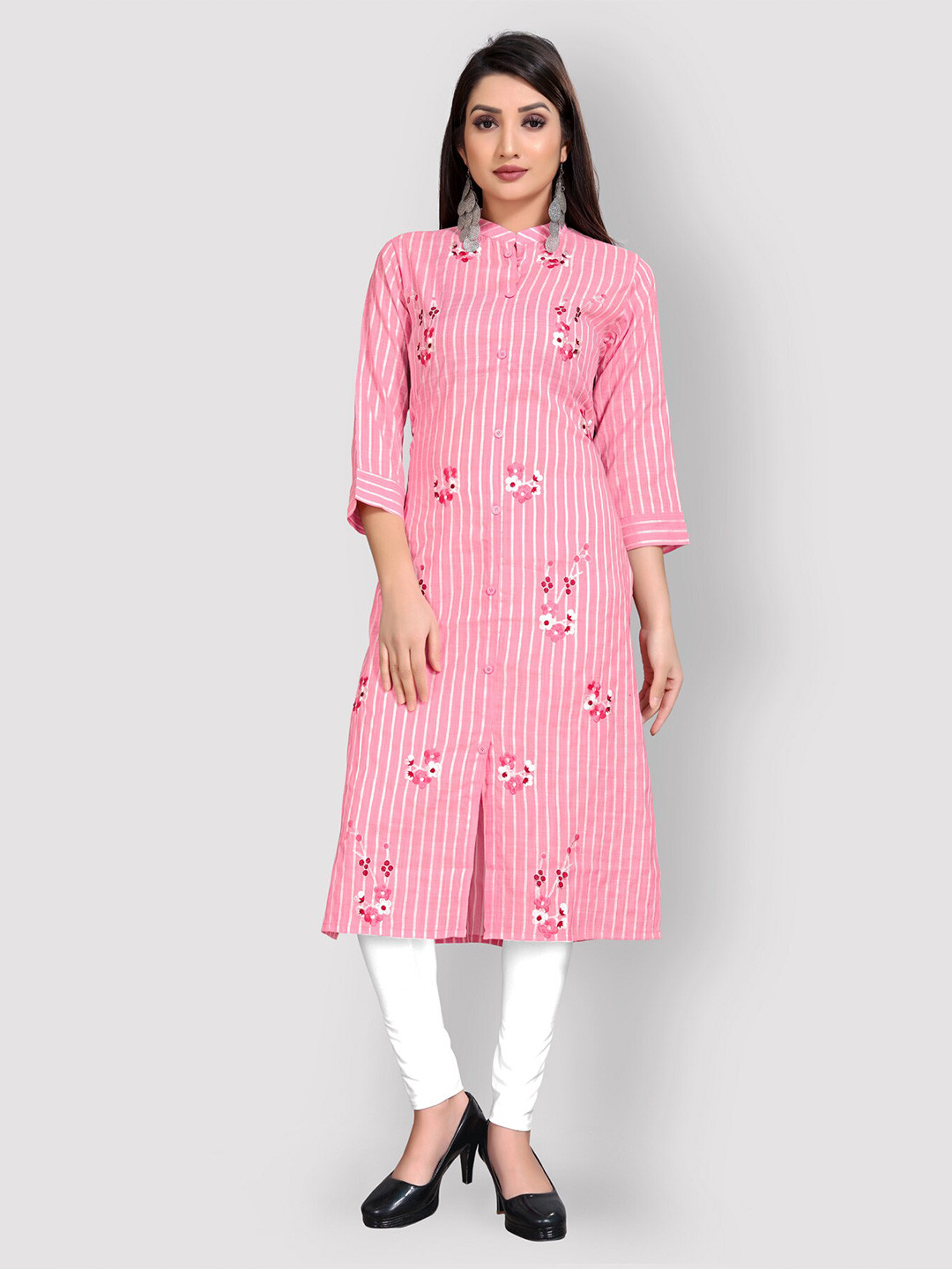 

Archittam Striped Straight Kurta, Pink