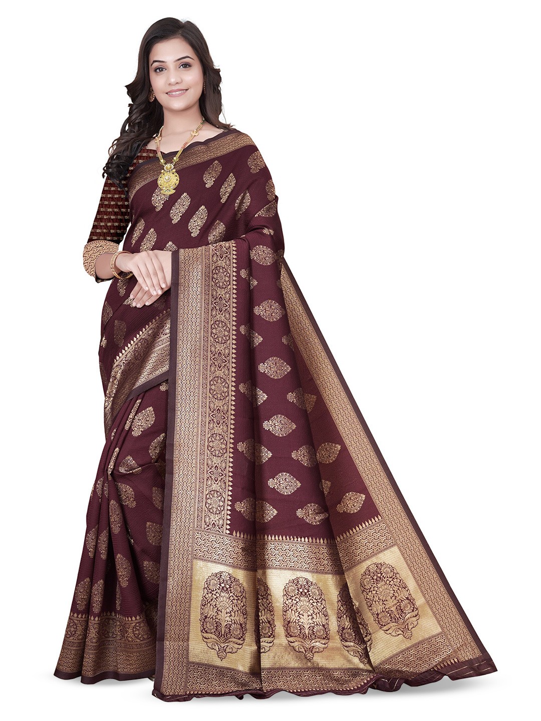 

MUKHITA Woven Design Zari Banarasi Saree, Maroon