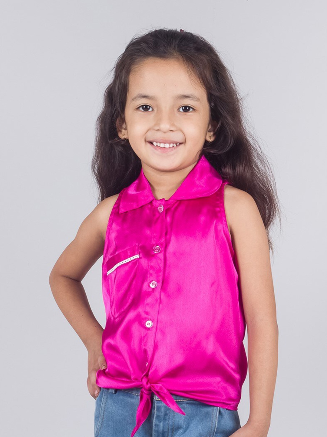 

Tangerine Closet Girls Satin Shirt Style Top, Magenta