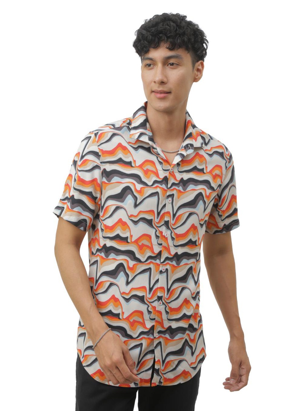 

FLY 69 Premium Slim Fit Abstract Printed Casual Shirt, Multi