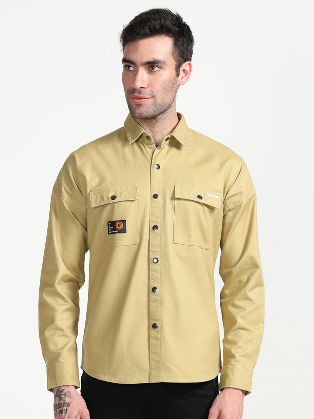 

FLY 69 Premium Slim Fit Pure Cotton Casual Shirt, Camel brown