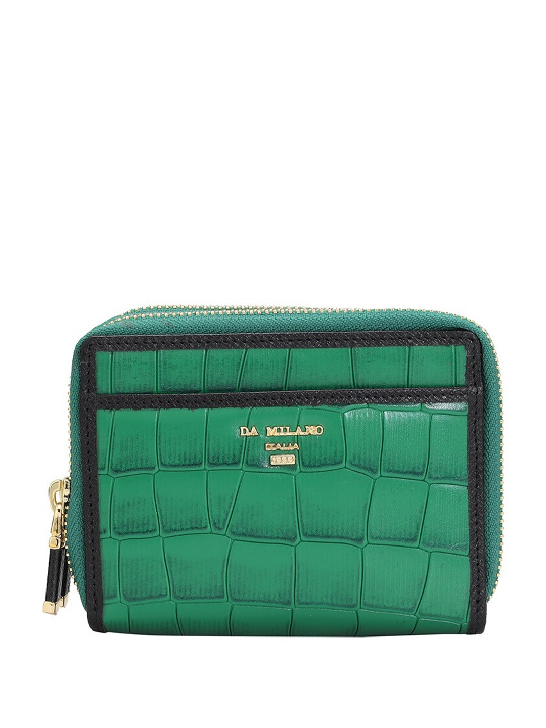 

Da Milano Women Textured Leather Zip Around Wallet, Green