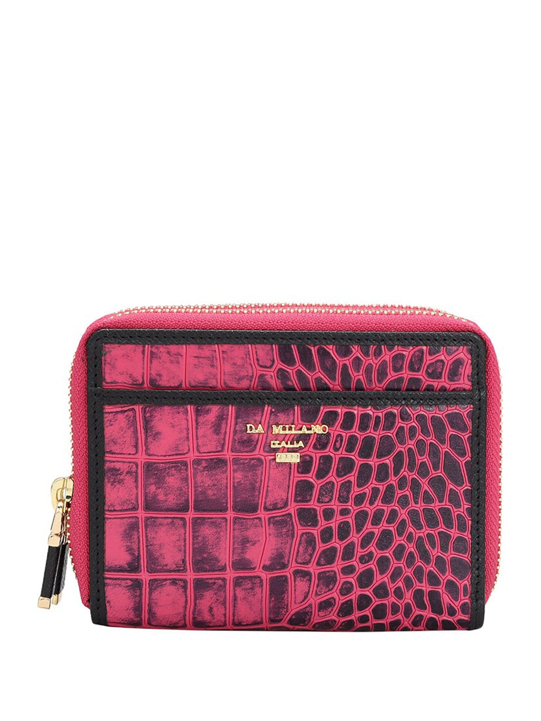 

Da Milano Women Textured Leather Zip Around Wallet, Magenta