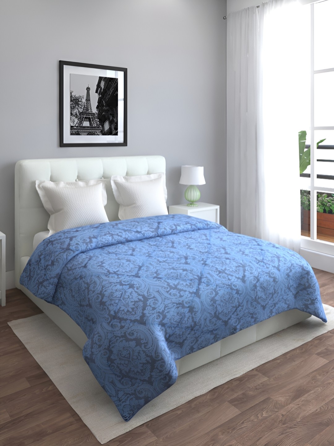 

Aura Blue Ethnic Motifs Printed Cotton AC Room 210 GSM Double Bed Comforter