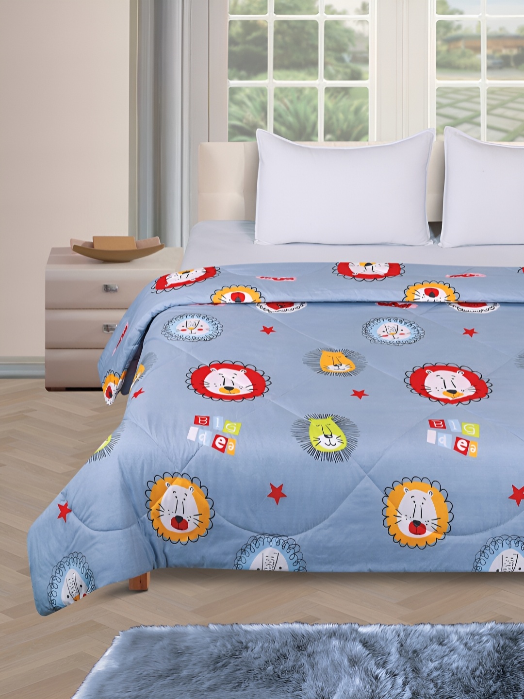 

Aura Blue & Red Cartoon Characters Printed Cotton AC Room 210 GSM Double Bed Comforter