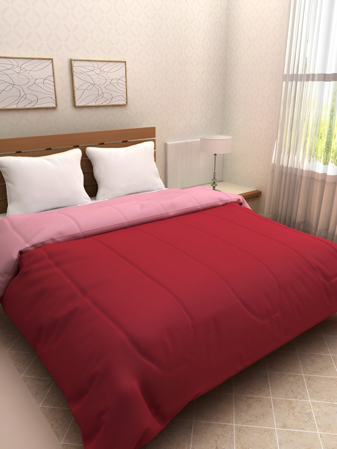 

Aura Maroon & Pink AC Room 200 GSM Double Bed Comforter