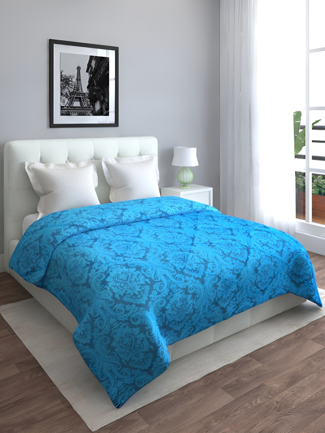 

Aura Blue Ethnic Motifs Printed Cotton AC Room 210 GSM Double Bed Comforter