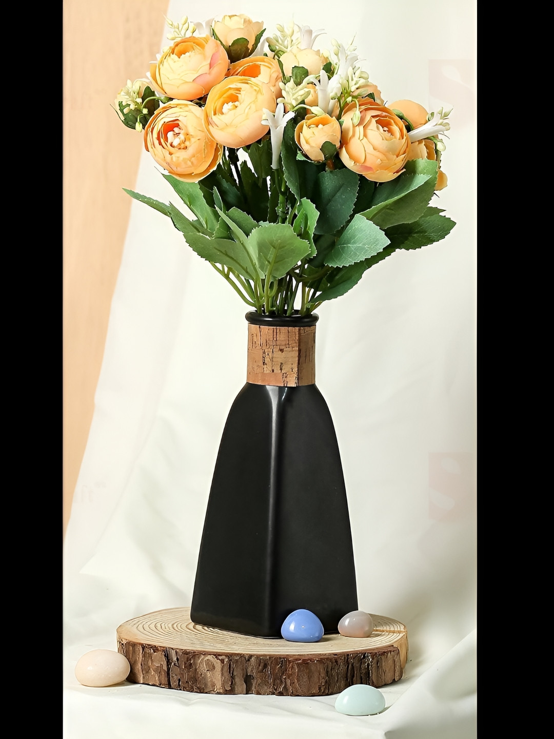 

Satyam Kraft Orange & Green 2Pcs Peony Artificial Flower
