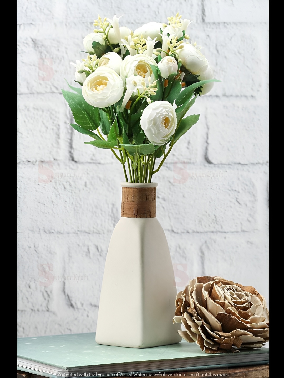 

Satyam Kraft White 2 Pieces Peony Artificial Flower