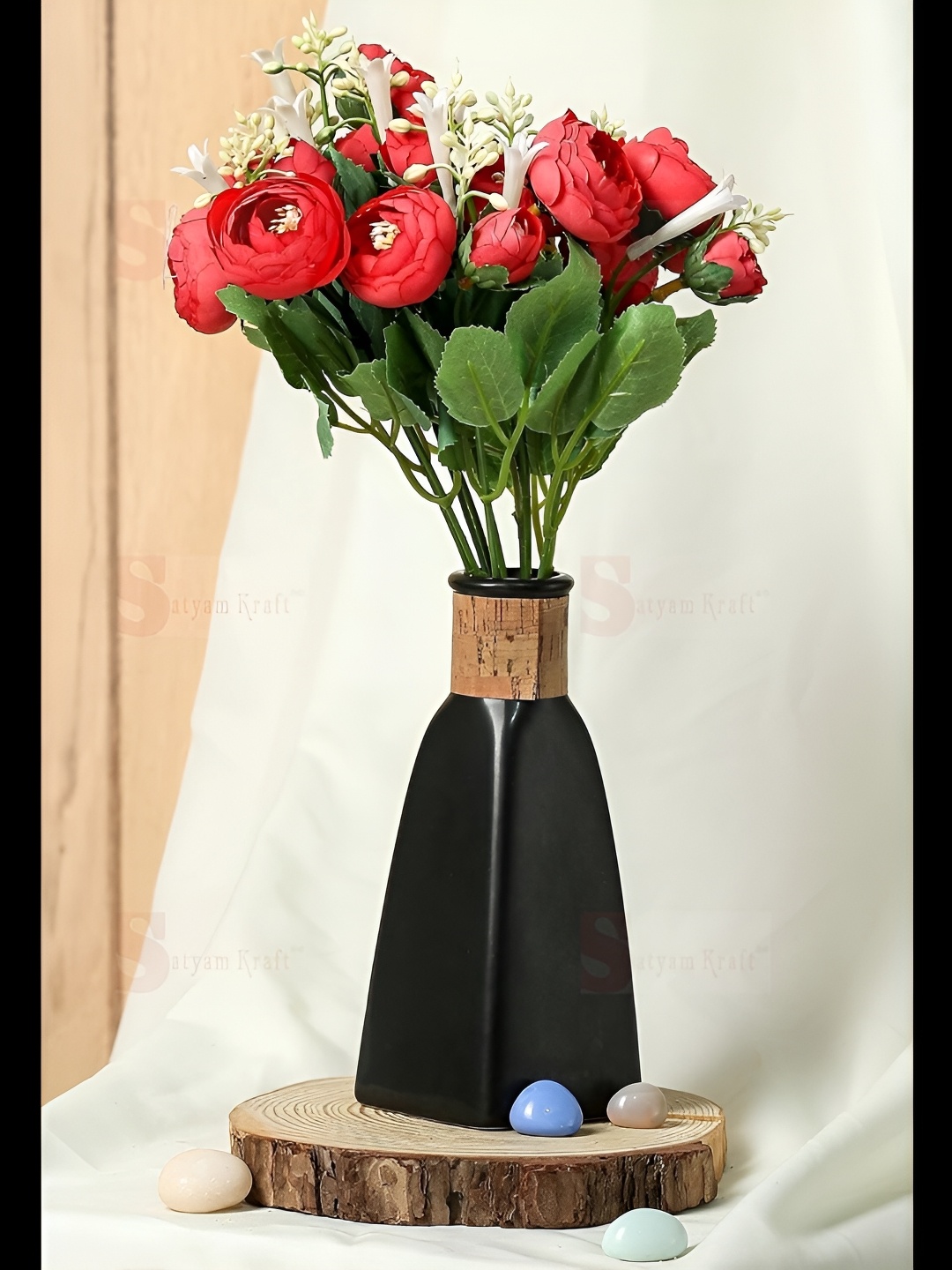 

Satyam Kraft Red 2 Pieces Peony Artificial Flower