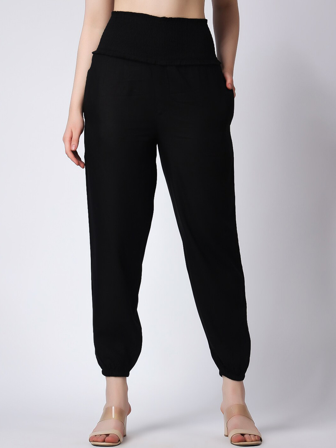 

COLOR STUDIO Women Relaxed High Rise Easy Wash Maternity Trousers, Black