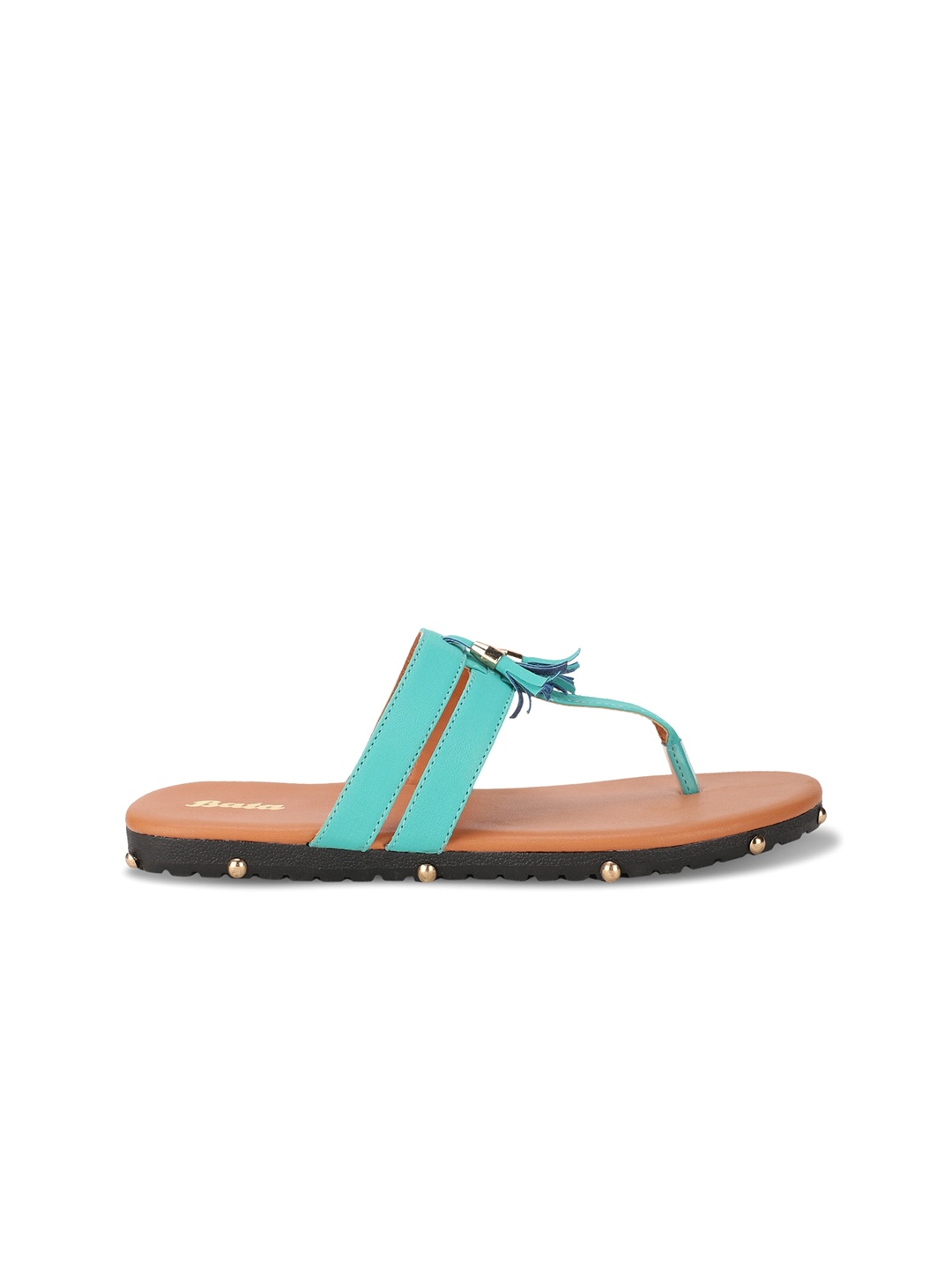 

Bata Open Toe T-Strap Flats, Green