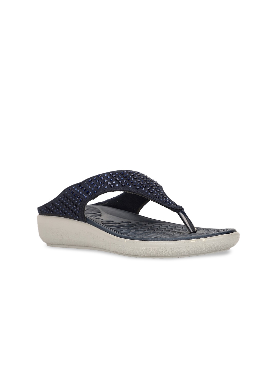 

Bata comfit Embellished Open Toe Flats, Navy blue