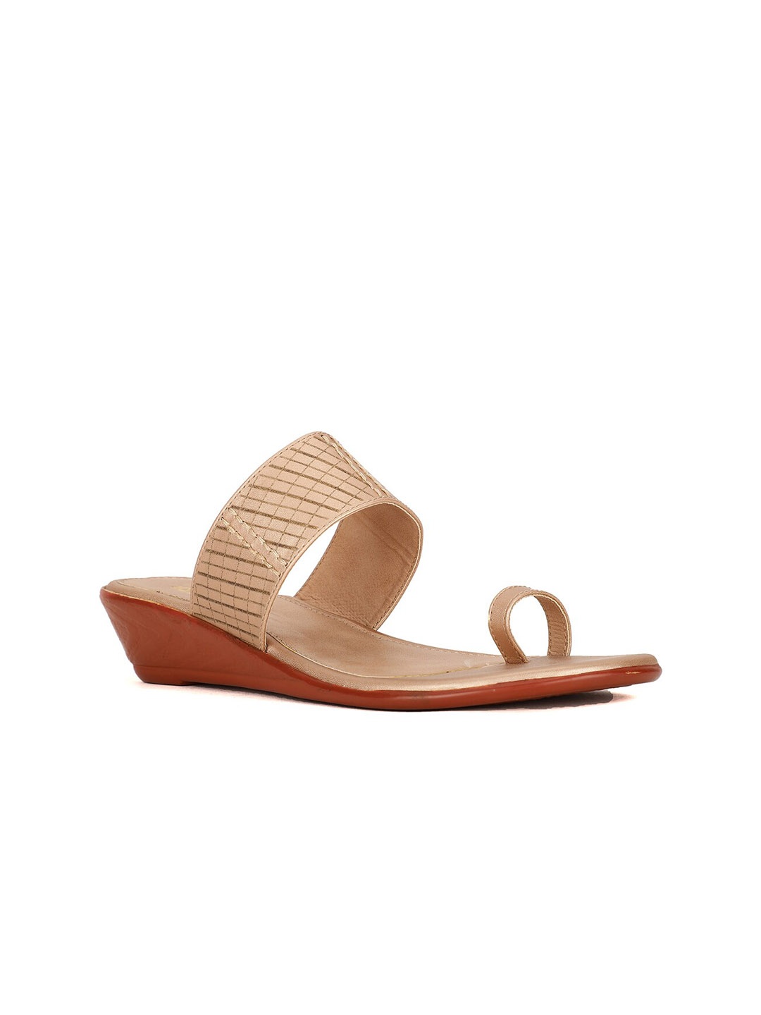 

Bata Textured One Toe Flats, Gold
