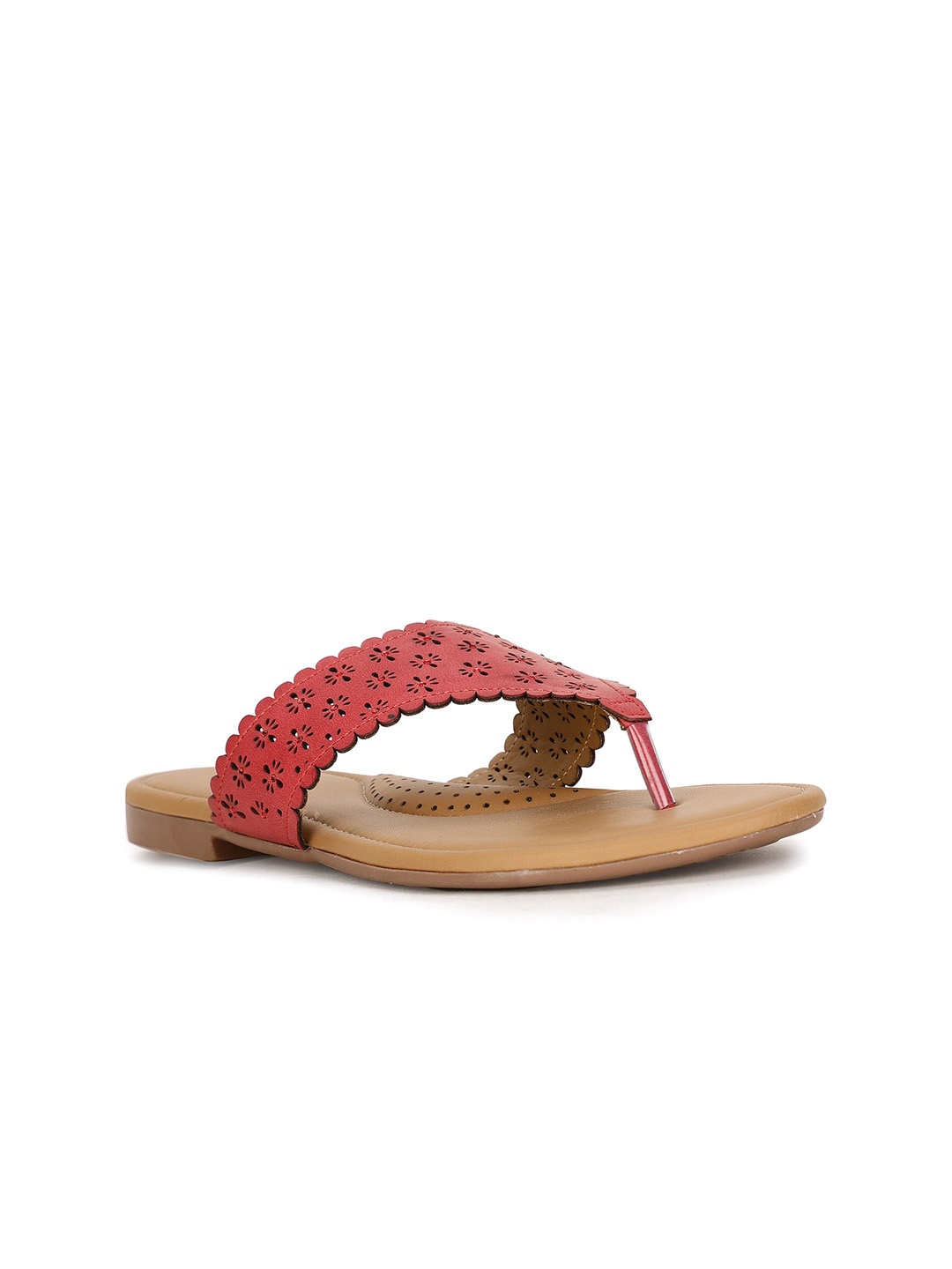 

Bata Laser Cuts Open Toe Flats, Red