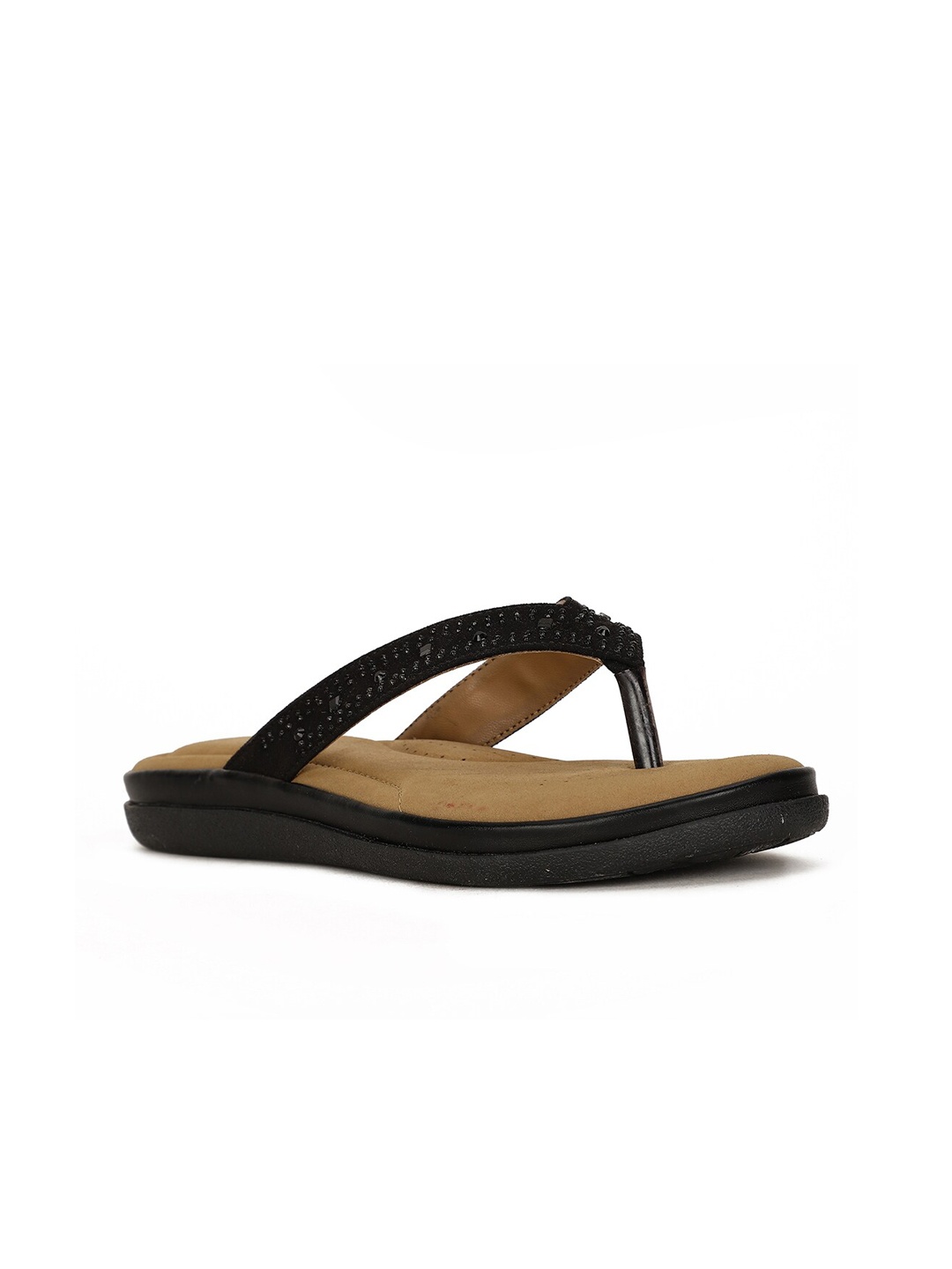 

Bata comfit Embellished Open Toe Flats, Black