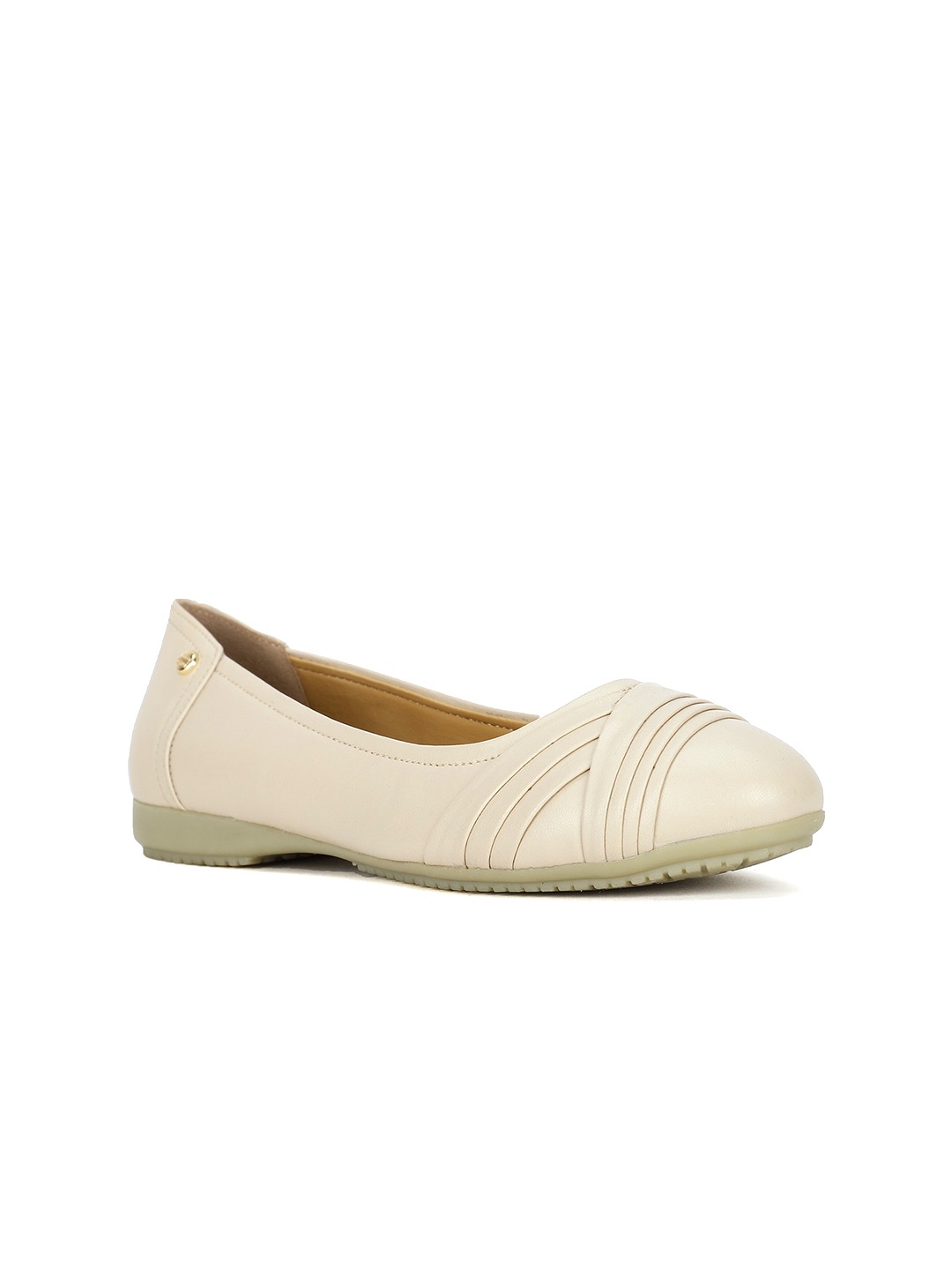 

Bata comfit Textured Round Toe Ballerinas, Beige