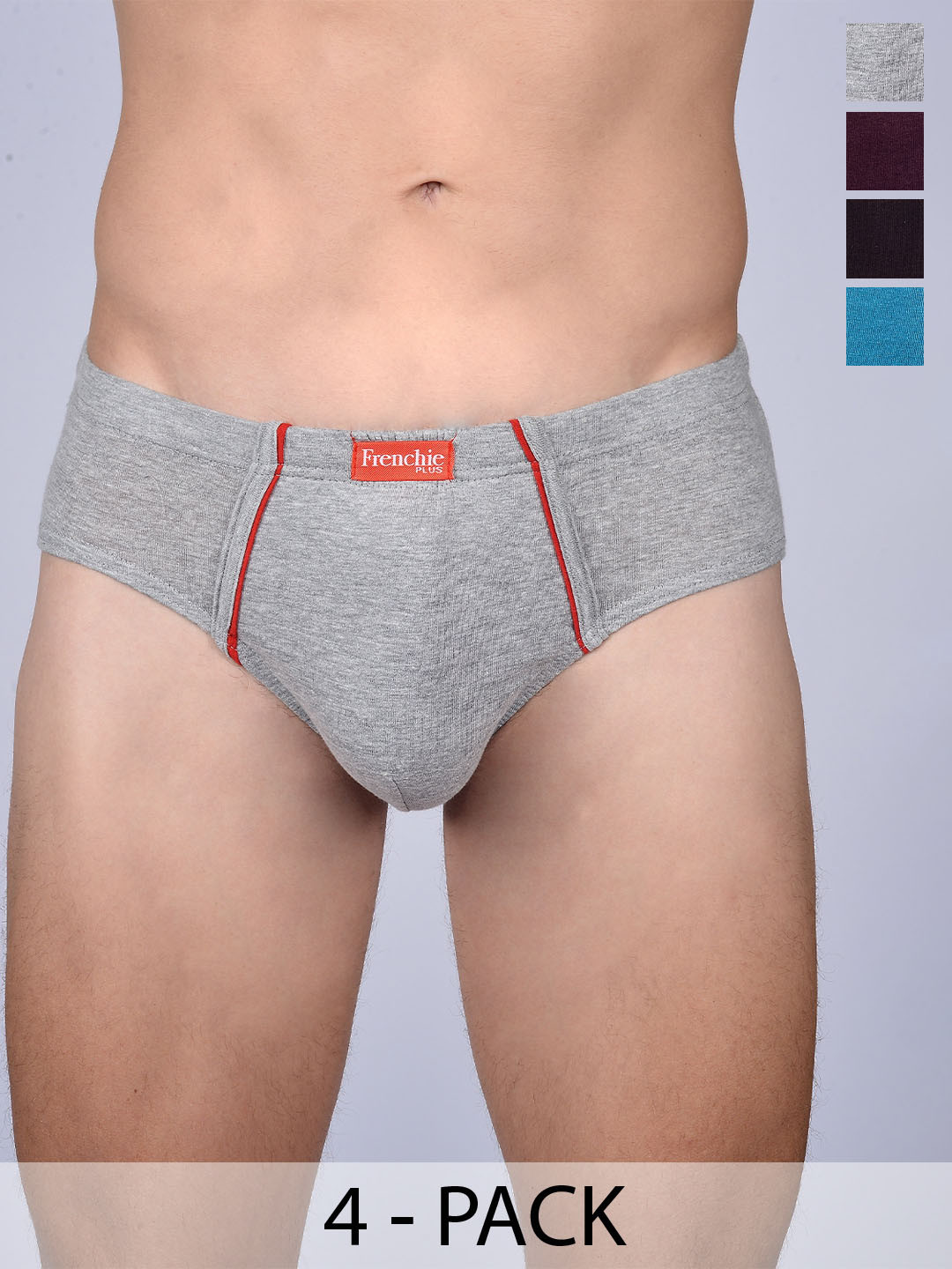 

FRENCHIE Pack Of 4 Assorted Cotton Basic Briefs FR-MI-BF-PLUSC-10P-95-PO4