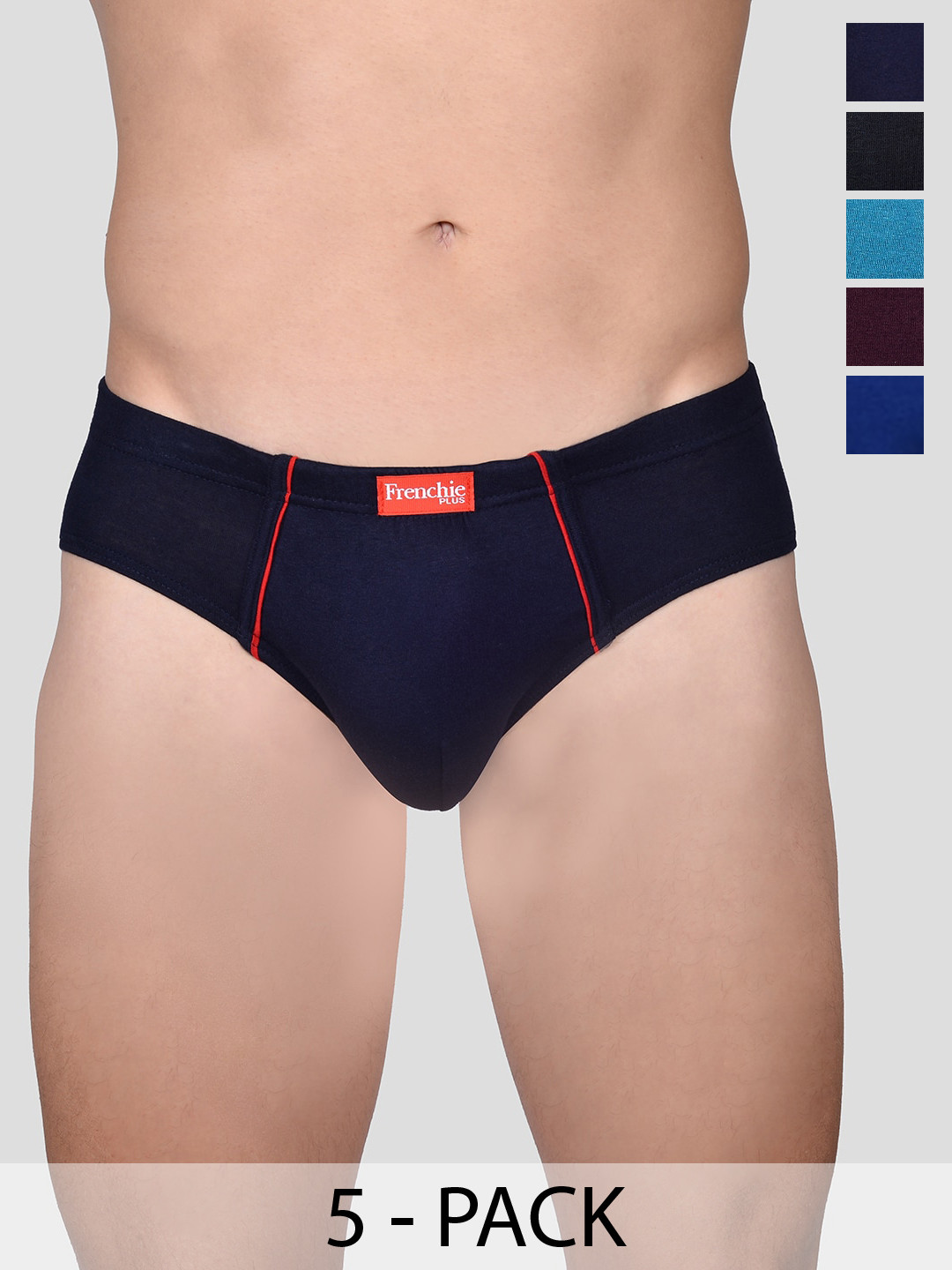 

FRENCHIE Pack Of 5 Assorted Cotton Basic Briefs FR-MI-BF-PLUSC-10P-95-PO5