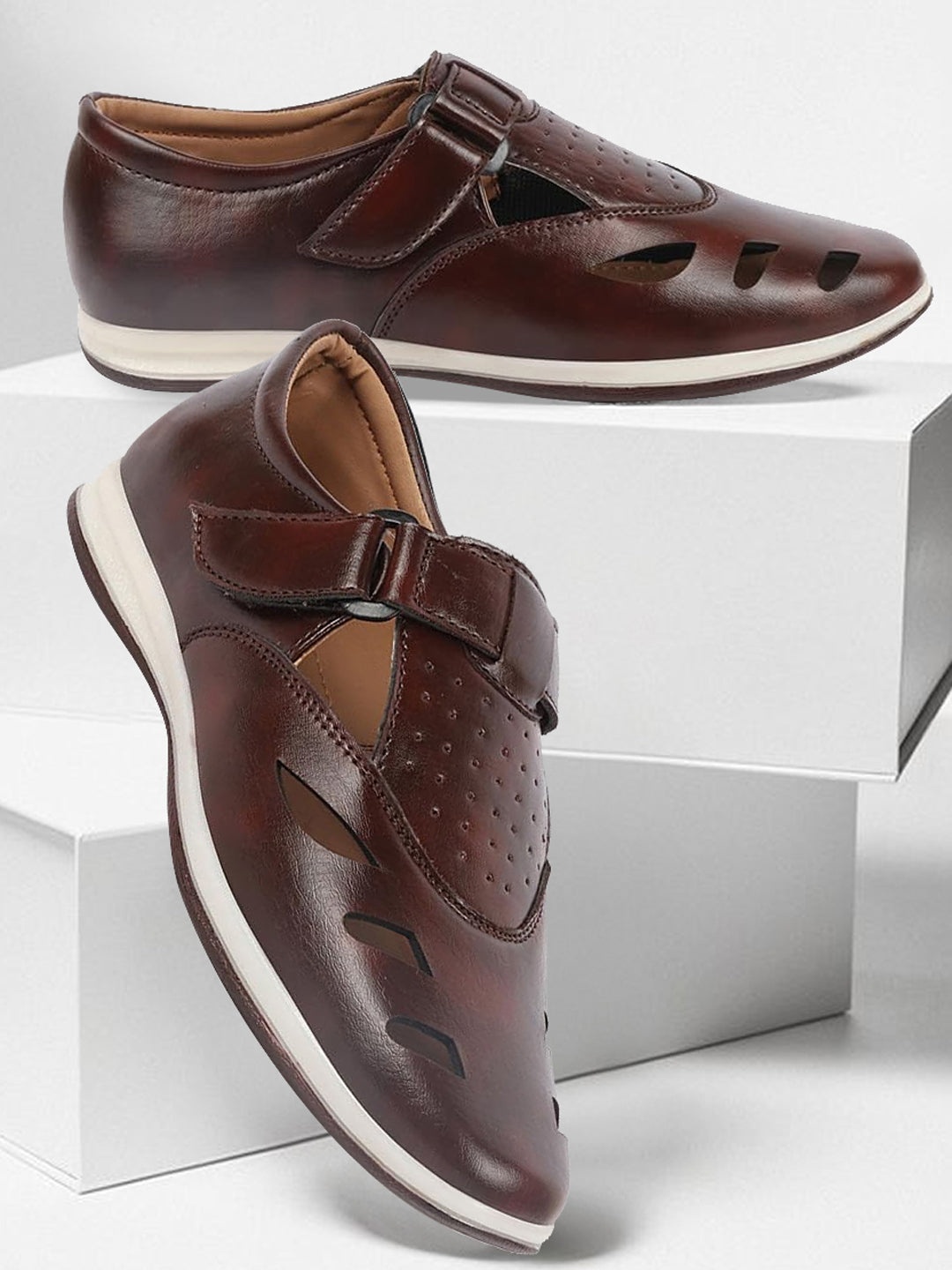 

FAUSTO Men Shoe-Style Sandals, Brown