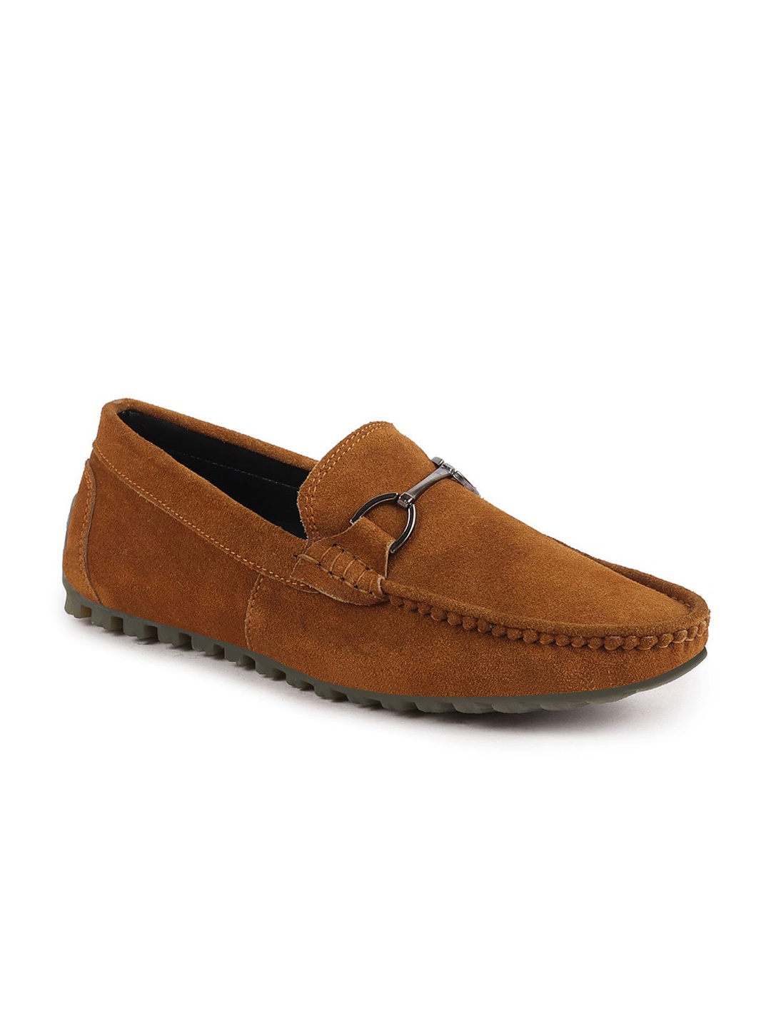 

FAUSTO Men Round Toe Lightweight Suede Loafers, Brown