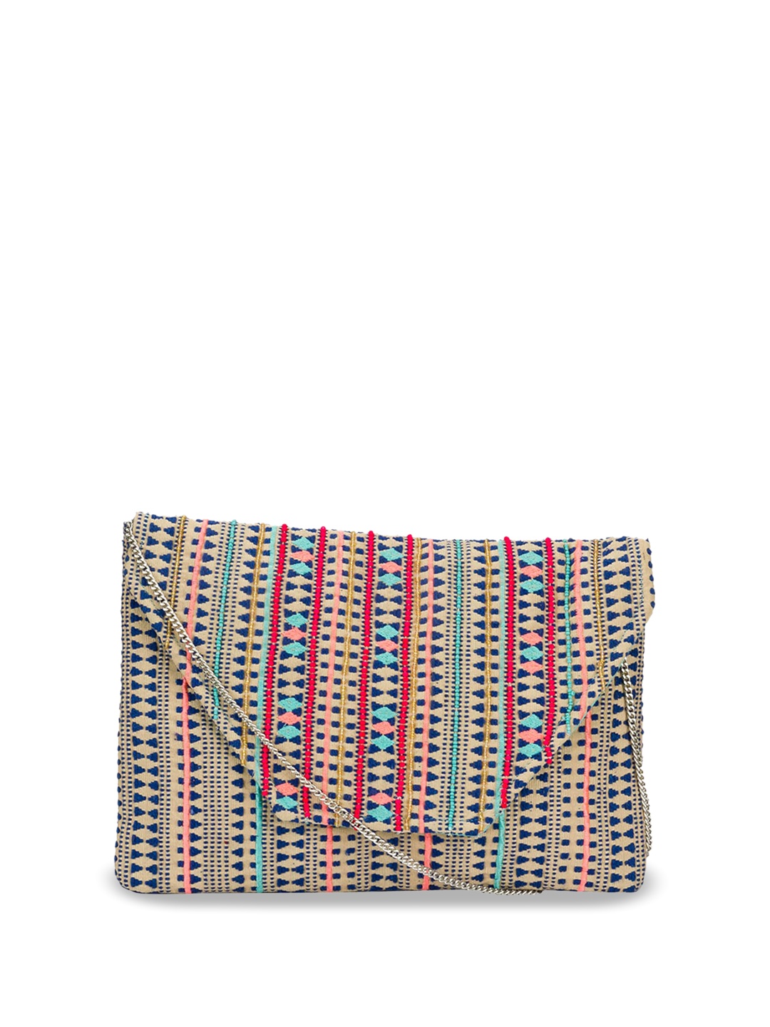 

Mast & Harbour Geometric Self Design Cotton Structured Sling Bag, Brown