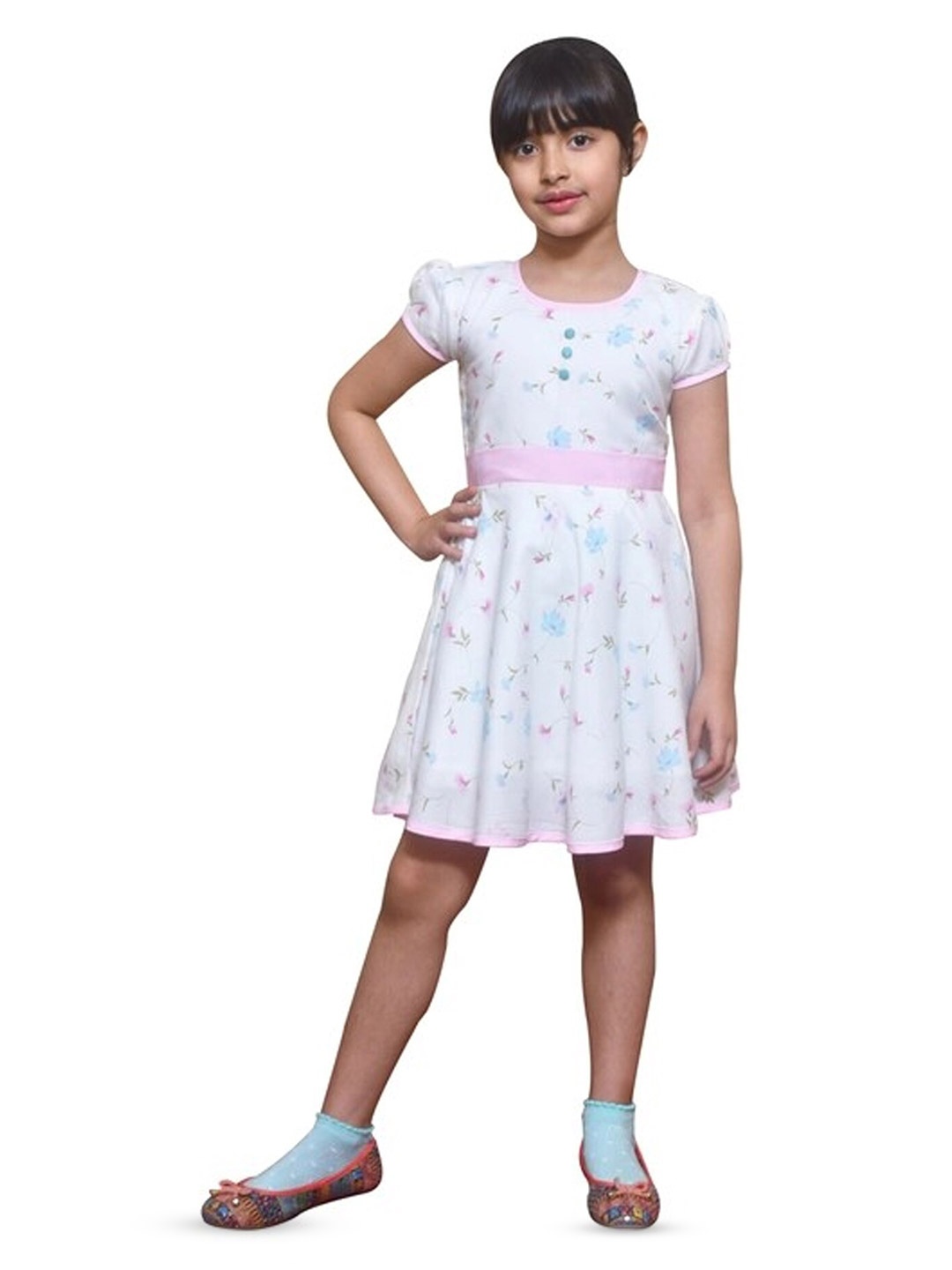 

BAESD Floral Printed Cotton Fit & Flare Dress, Yellow