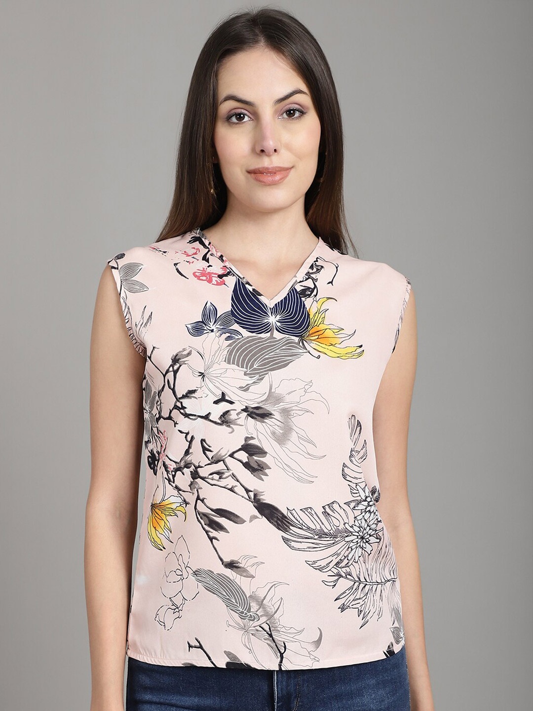 

Dressitude Floral Print Crepe Top, Pink