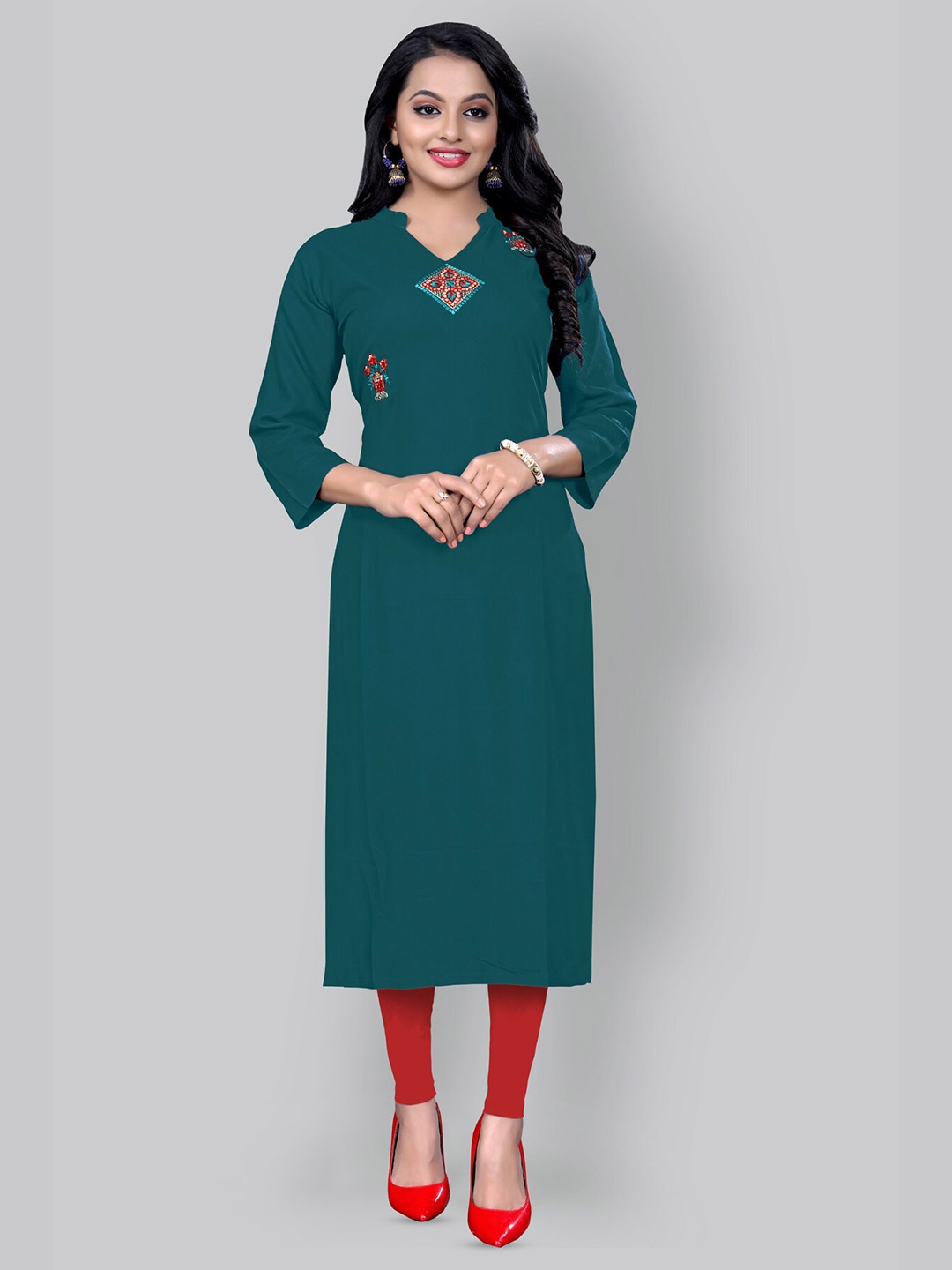 

Archittam Geometric Embroidered Straight Kurta, Blue