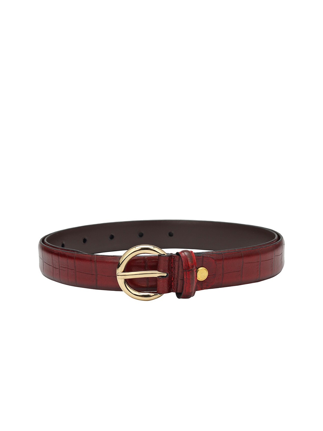 

Da Milano Women Textured Leather Belt, Burgundy