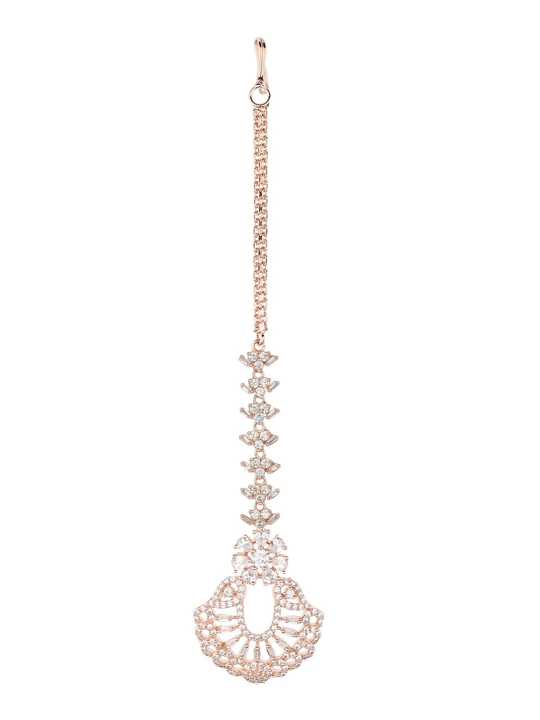 

Runjhun Gold-Plated American Diamond Studded Maang Tikka Head Jewellery