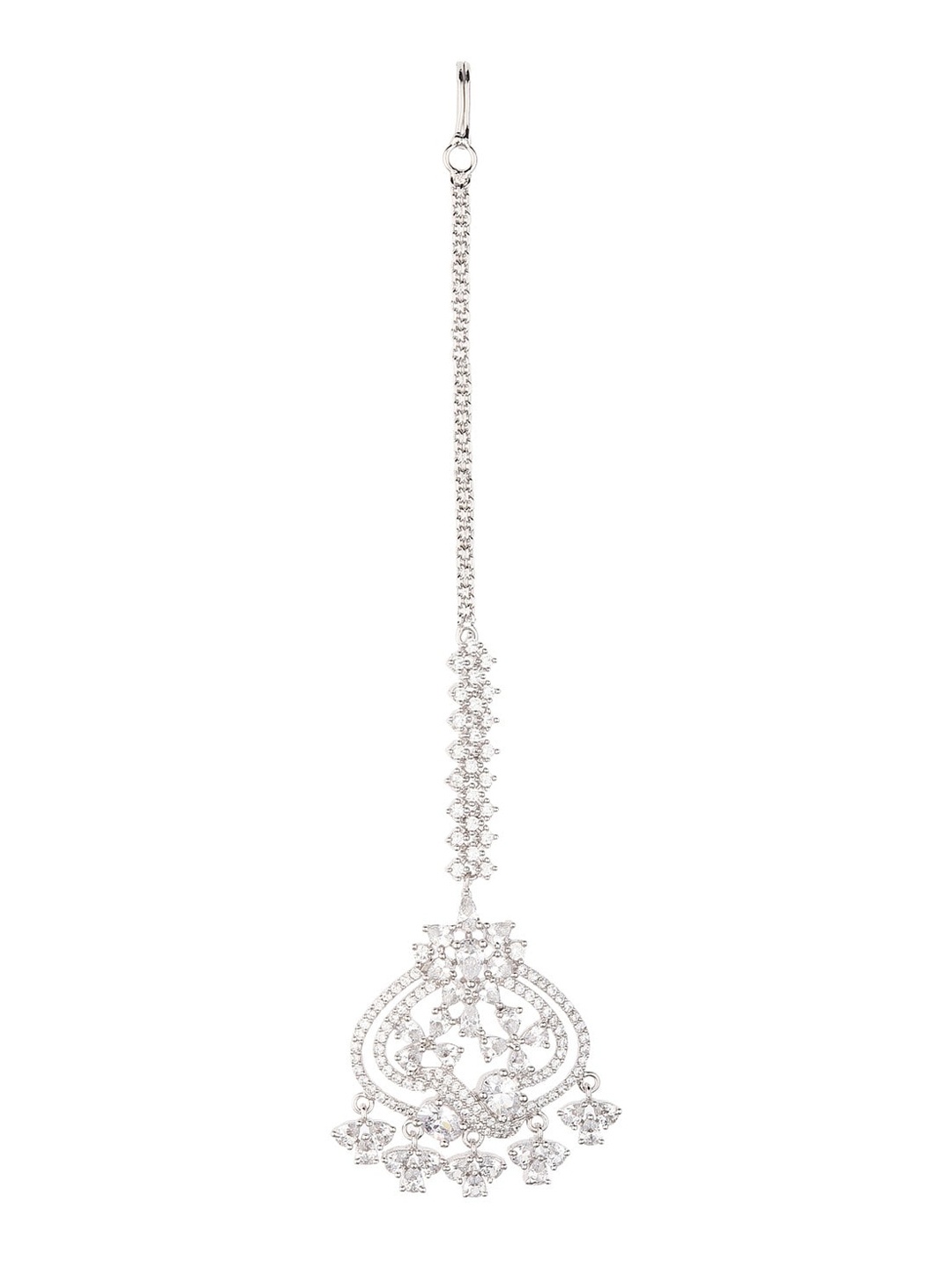 

Runjhun American Daimond-Studded Maangtika, Silver