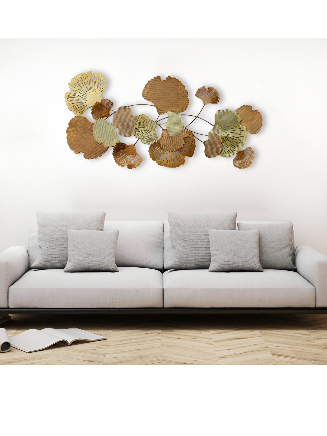 

Craftter Brown Leafs Large Metal Wall Decor, Gold