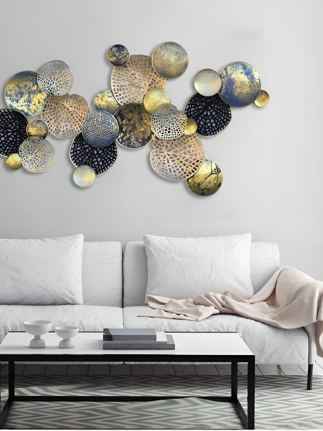 

Craftter Black & Blue Metal Large Attractive Design Wall Decor, Gold