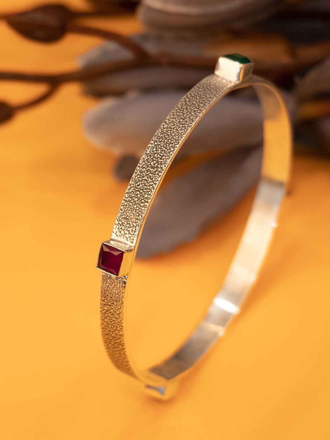 

Shyle Stone Studded Matte Bangle, Gold